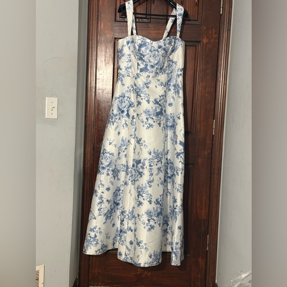 Alfred Sung [ 16] D852FP Floral Lace Up A-Line Gown Cottage Rose NWT $289 - Picture 4 of 13